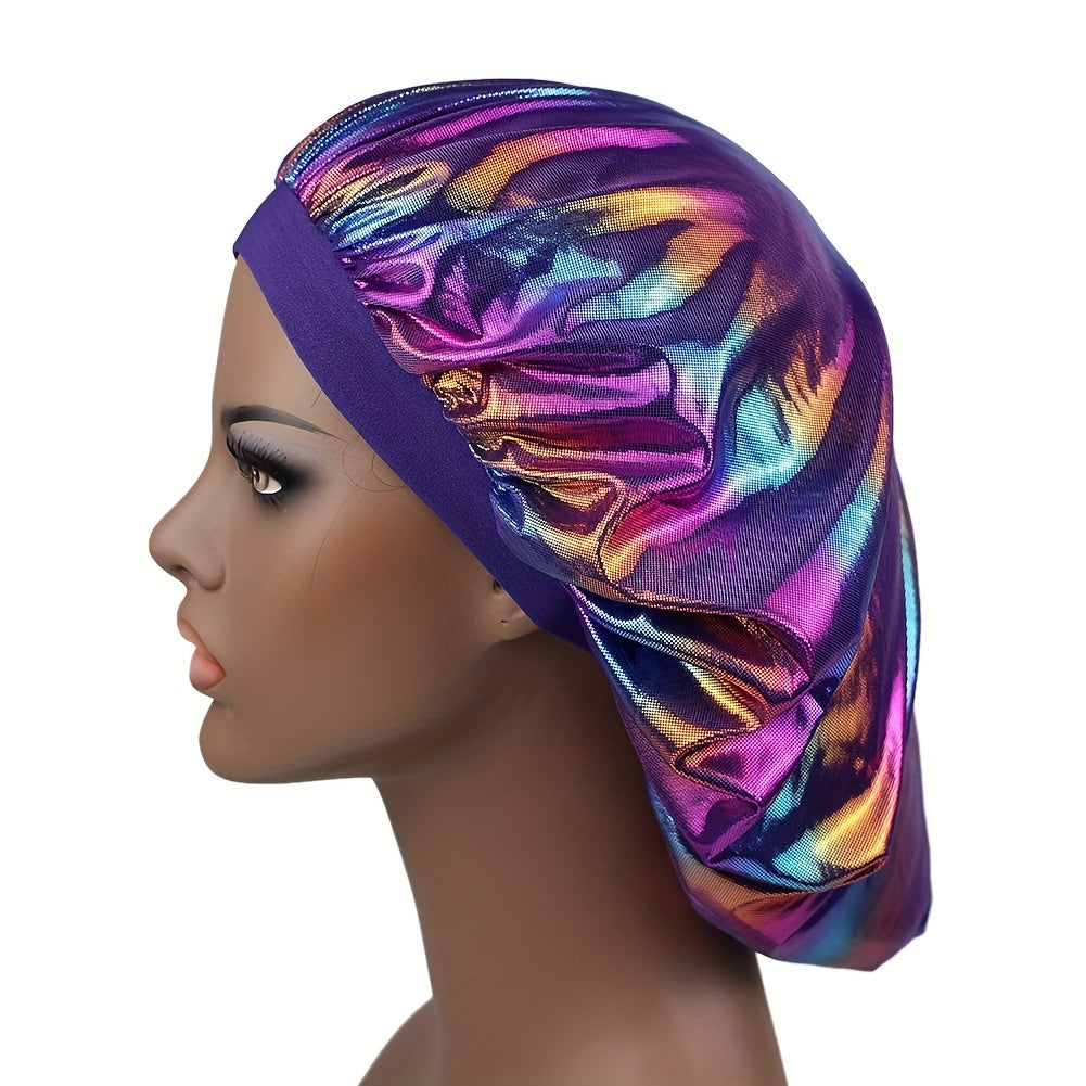 Laser Y2K Elastic Bonnet Lightweight Bright Gradient Hair Bonnet