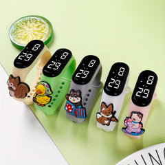 Kids Digital LED Bracelet Watches 5pcs Animal Designs TPU Strap