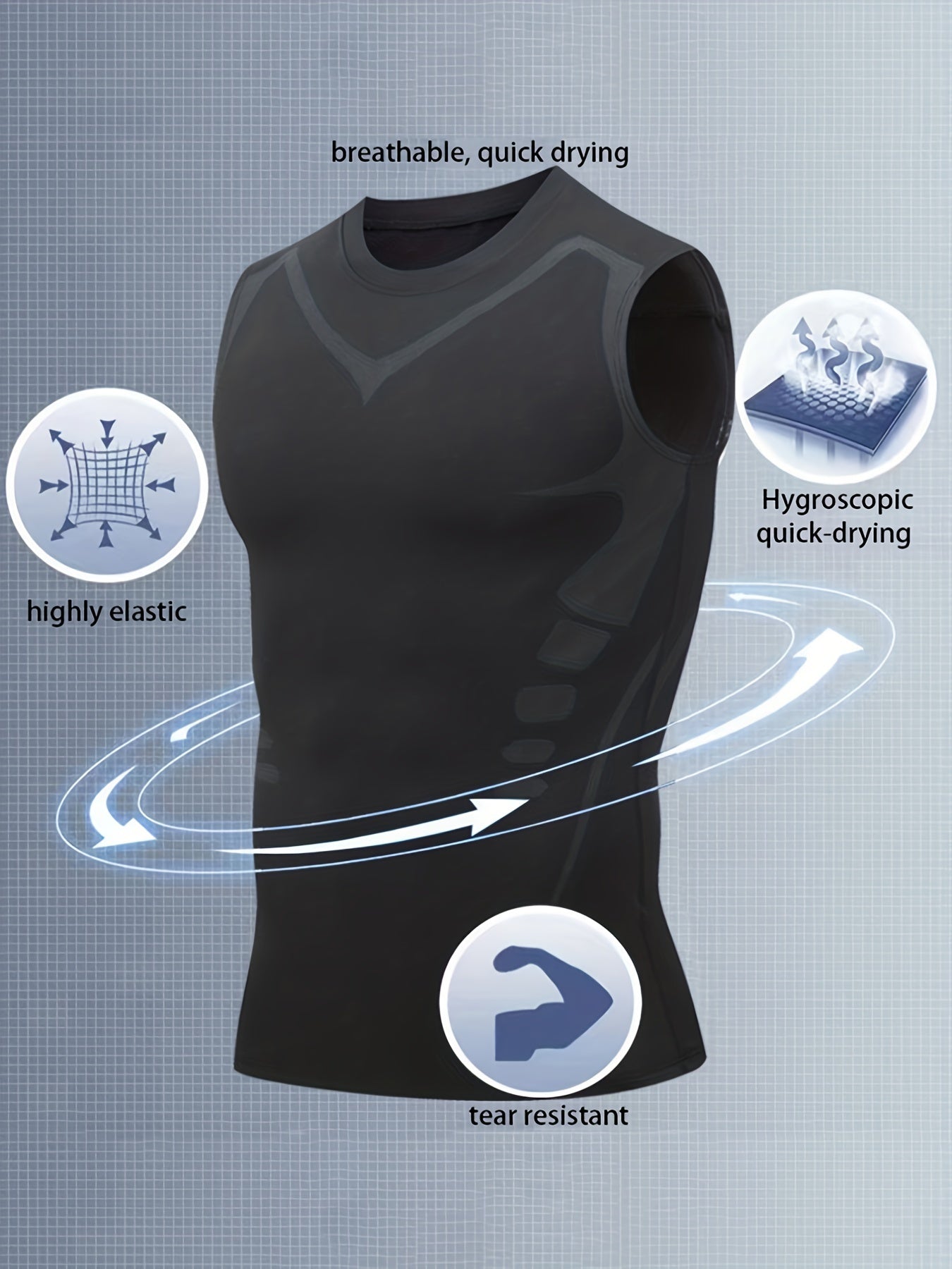 Men's Quick Dry Sleeveless Tank Top for Running Gym Workout