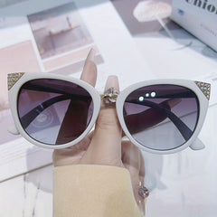 Rhinestone Cat Eye Sunglasses Gradient UV400