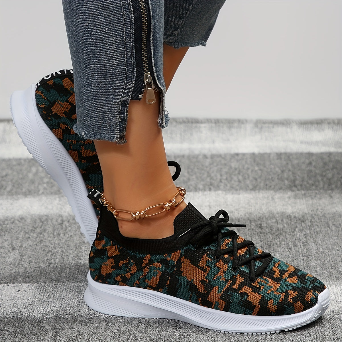 Women's Print Mesh Breathable Sports Shoes Lightweight Non slip Travel Shoes