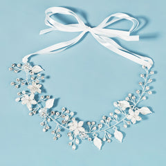 Bridal Headpiece Leaf Rhinestone Hair Pearl Crystal Party Headband