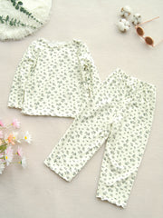 2pcs Floral Pajama Set Long Sleeve Top & Pants Cozy PJ Girl's Loungewear