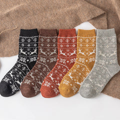 5 Pairs Thick Winter Crew Socks Cotton Blend Women's Stockings