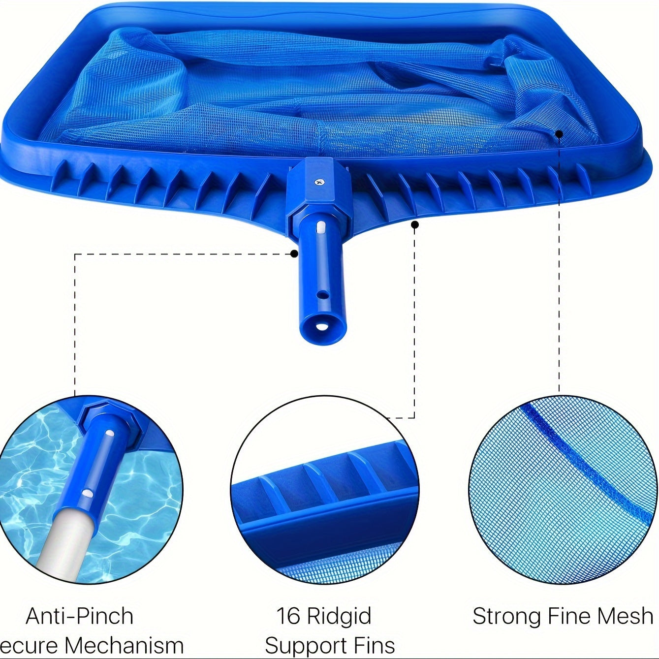 Heavy Duty 50 Swimming Pool Leaf Rake With Deep 40 Net Bag Fine Mesh Netting