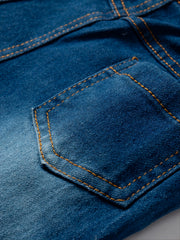 Boys Winter Casual Jeans Elastic Waist Solid Color