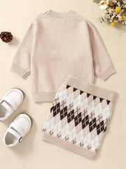 Baby's Sweater Set Long Sleeve Top & Skirt Outfit