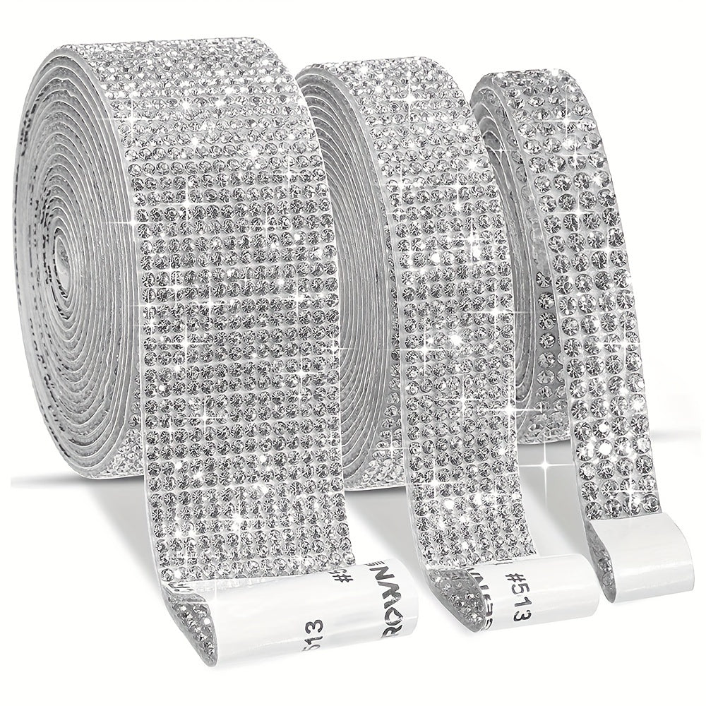 Crystal Rhinestone Strips Adhesive Diamond Ribbon Bling Sticker 2mm Rhinestone