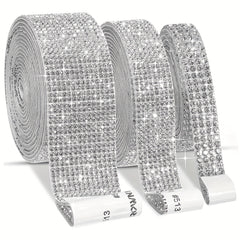 Crystal Rhinestone Strips Adhesive Diamond Ribbon Bling Sticker 2mm Rhinestone