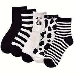 5 Pairs Casual Striped Socks Women's Stockings