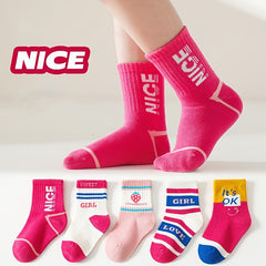 5pairs Girls Kids Casual Sports Socks Strawberry Sweet Thin Breathable