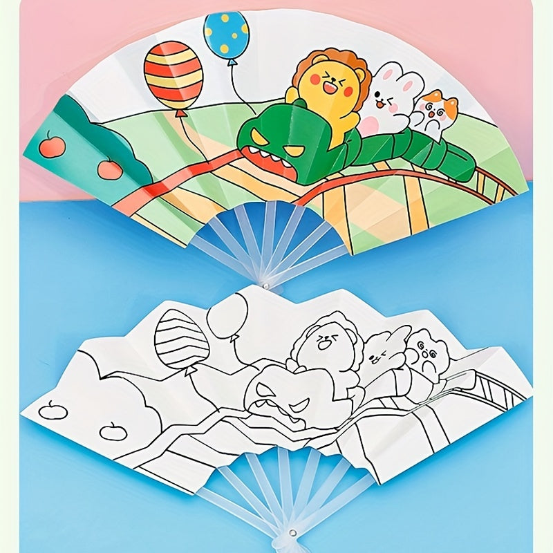 DIY Painting Graffiti Seven fold Fan Cartoon Coloring Folding Fan