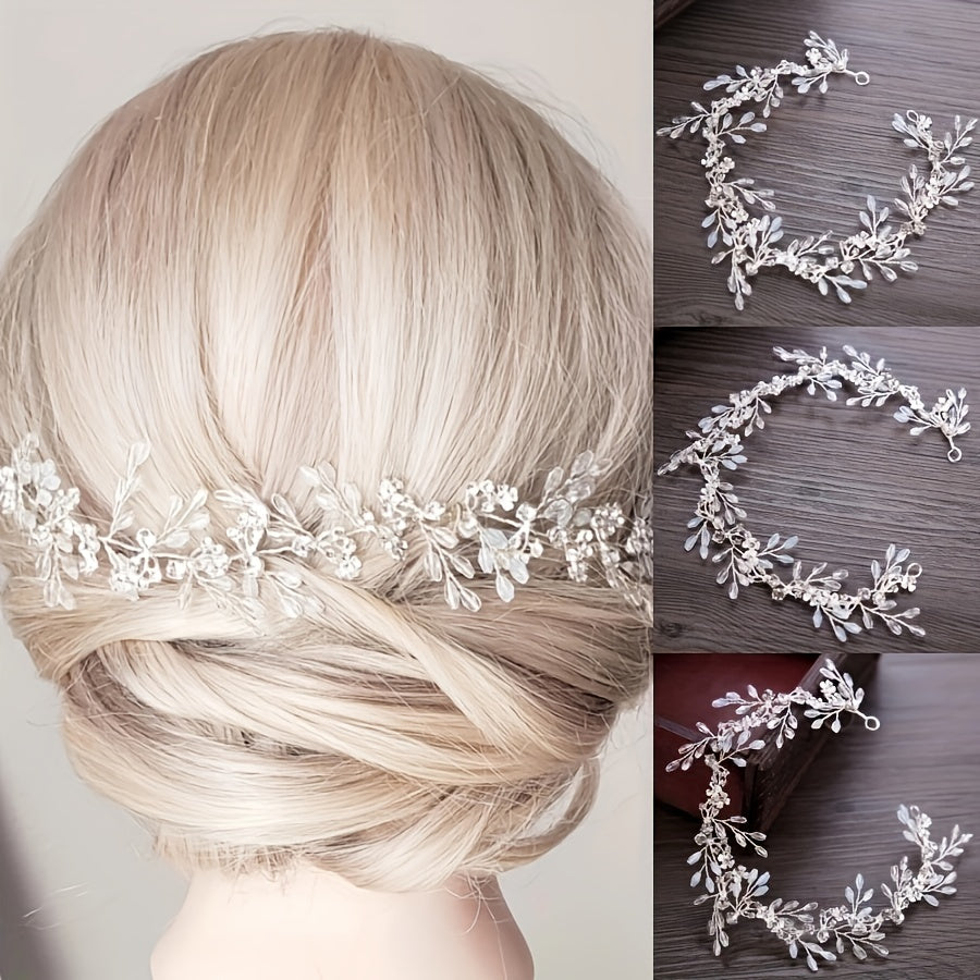 Golden Rhinestone Wedding Bride Hair Comb Headdress