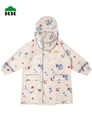 Kid's Graphic Raincoat Boys And Girls Baby Poncho With Detachable Hat Brim