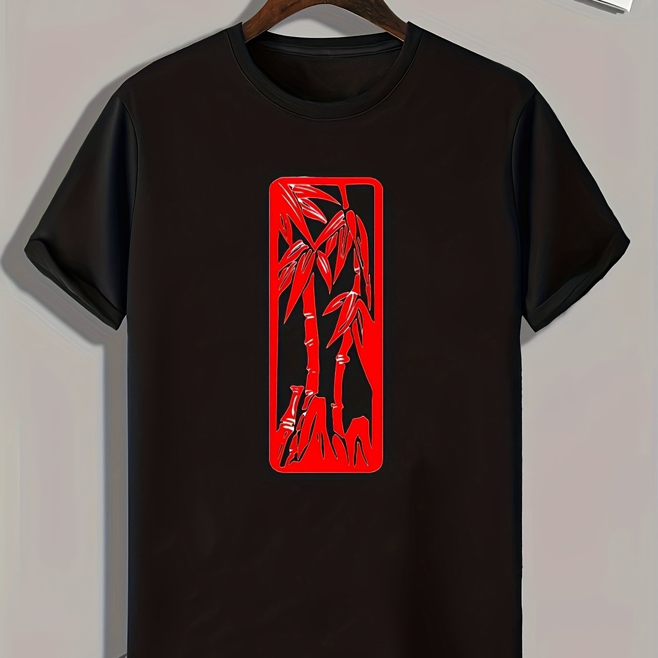 Bamboo Pattern Print Men's Sports T-shirt Graphic Tee