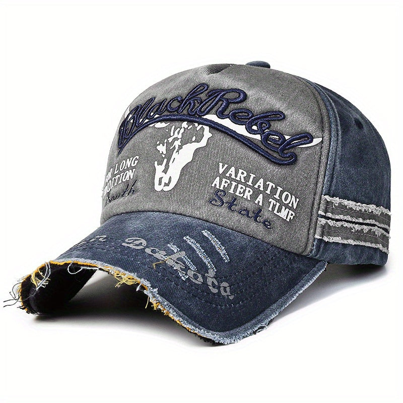 Casual Distressed Embroidery Denim Cap Sun Protection
