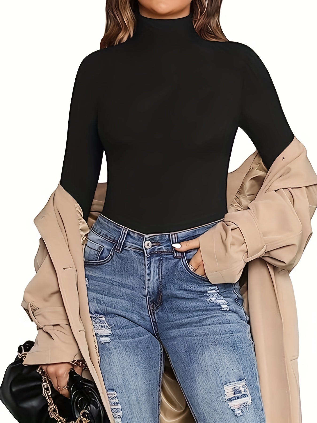 Sexy Long Sleeve High Neck Bodysuit