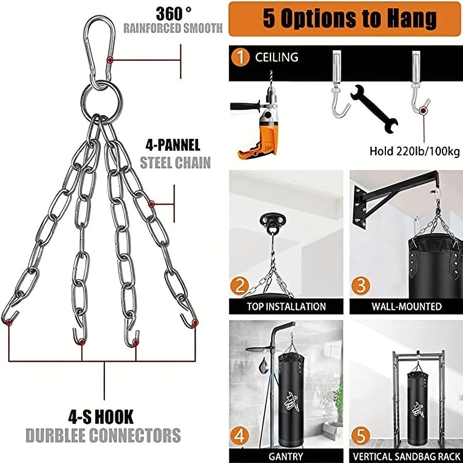 Punching Bag Kick Boxing Set with Ceiling Hook - MMA Kickboxing Home Gym