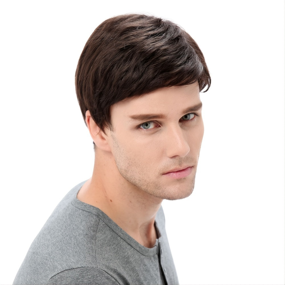 Men's Short Curly Brown Hair Wig