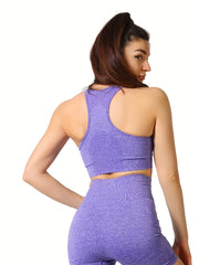 3Pcs Racer Back Sports Bra High Stretch Fitness Top