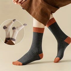 7 Pairs Colorblock Crew Socks Women's Stockings