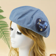Vintage Denim Beret Hat Women Solid Beanie Casual Painter Cap Octagonal Hat
