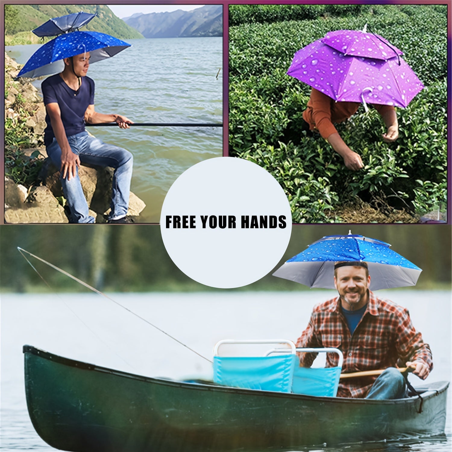 Portable UV Protection Umbrella Hat for Outdoor Fishing