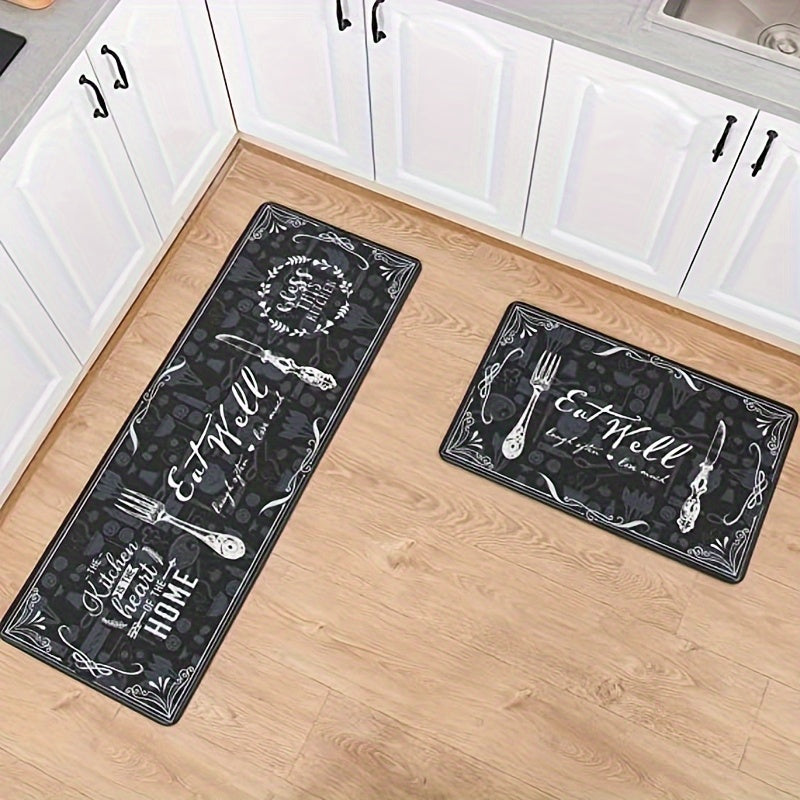 2pcs Absorbent Kitchen Rug Set Waterproof Anti Fatigue Runner Soft Carpet