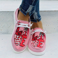 Women's Red Heart Stitching Cartoon Sneakers