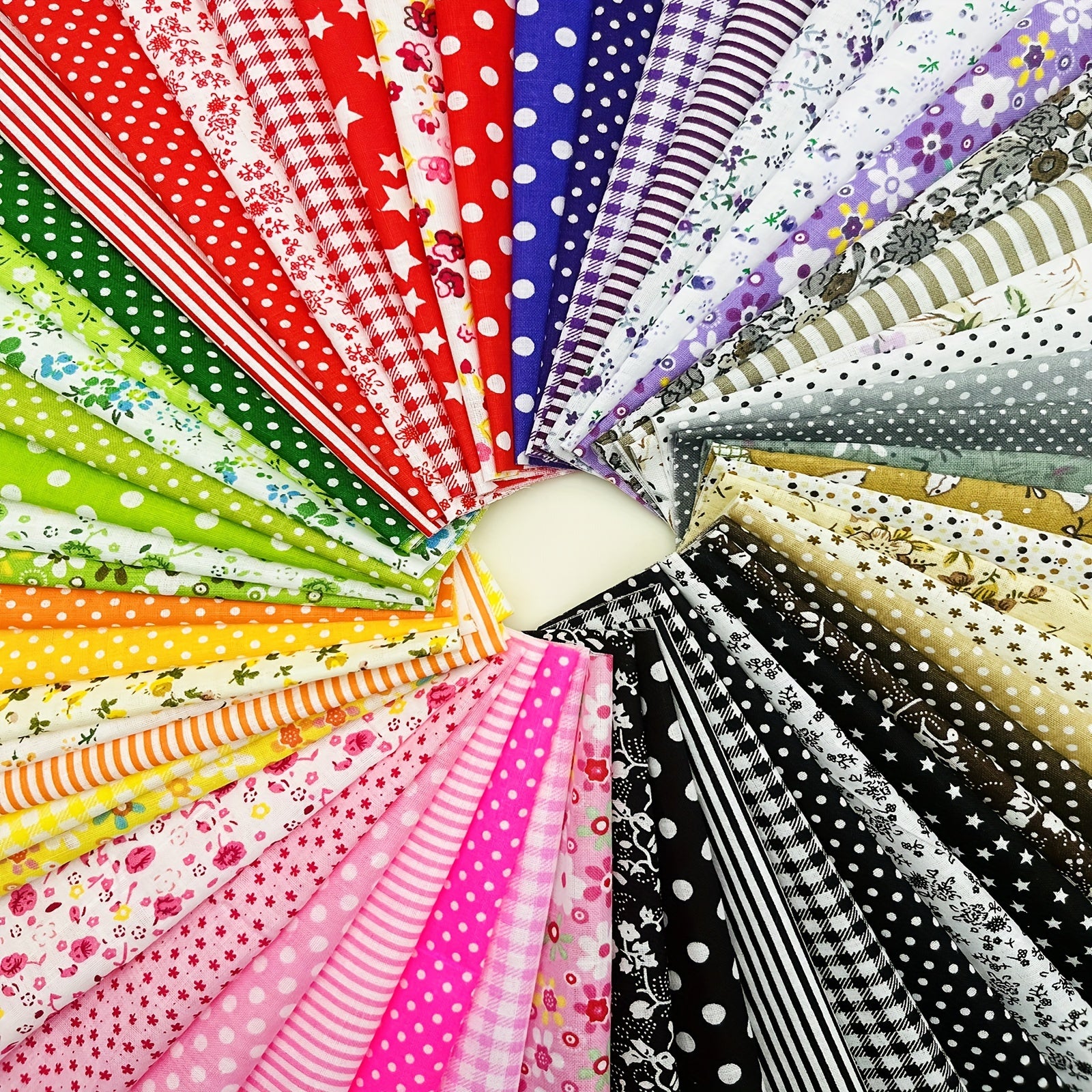 56pcs Quilted Fabric Cotton Craft Fabric Bundle Square Quilted DIY Sewing