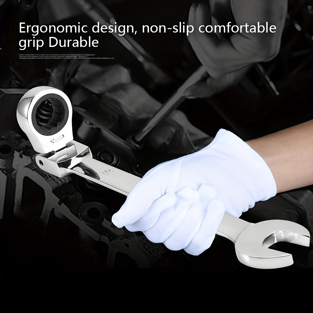 1pc Ratchet Wrench Set 180 Degrees Rotation & Open End & Ring Spanner