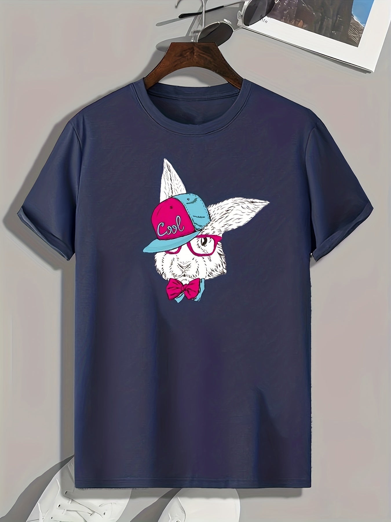 Rabbit Print Men's Comfy T shirt Outdoor Summer Tee