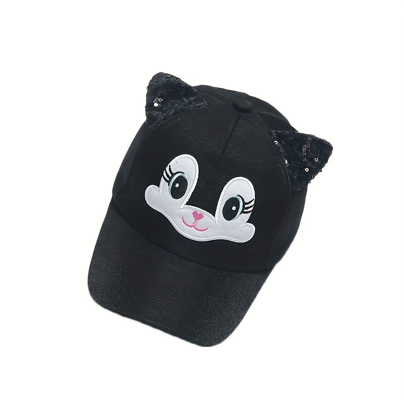 Girls Cat Sequin Eyes Baseball Cap Lightweight Sun Hat