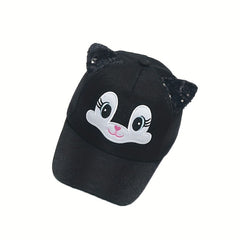Girls Cat Sequin Eyes Baseball Cap Lightweight Sun Hat