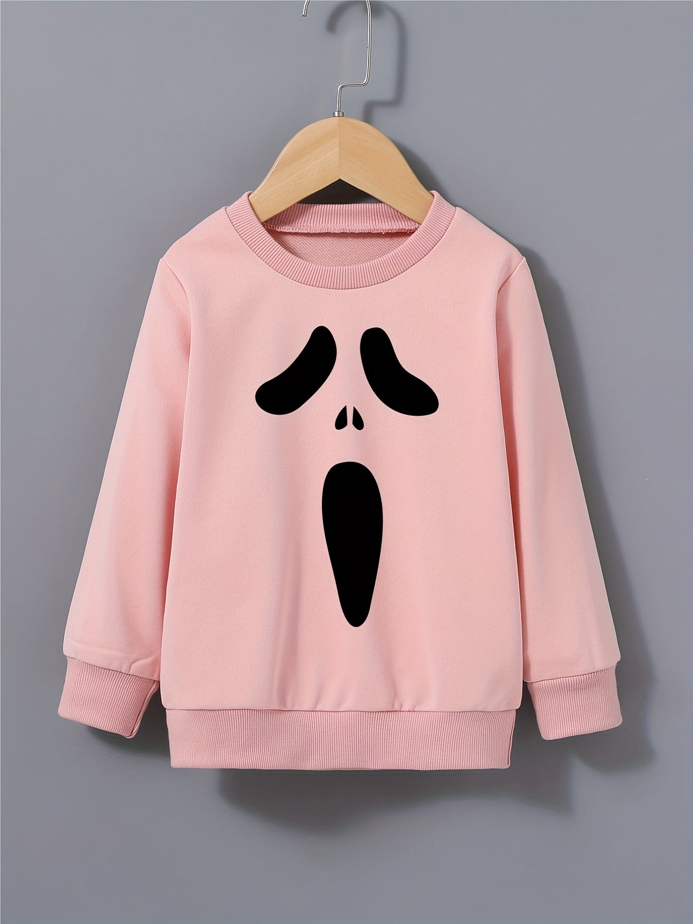 Boys Ghost Face Print Sweatshirt Crew Neck Pullover