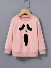 Boys Ghost Face Print Sweatshirt Crew Neck Pullover