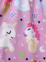 3pcs Girls Cartoon Pattern Skinny Pants for Sports Yoga Spring and Fall