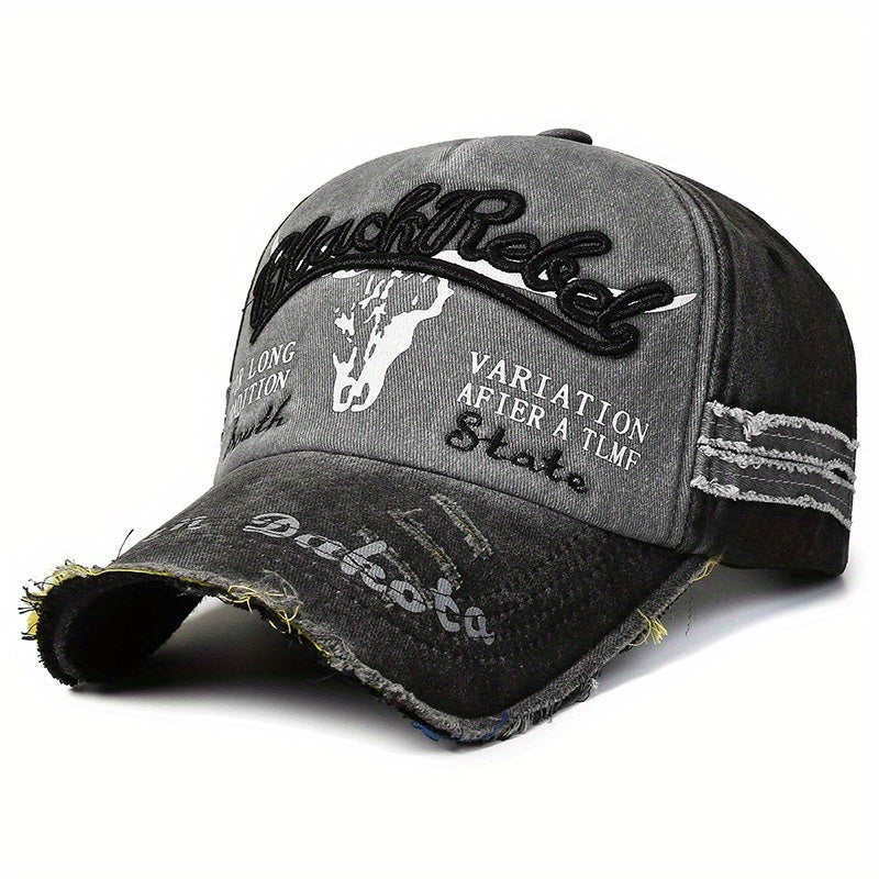 Casual Distressed Embroidery Denim Cap Sun Protection