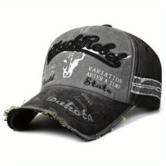 Casual Distressed Embroidery Denim Cap Sun Protection