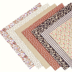 7pcs Coffee Floral Cotton Fabric Quilting Patchwork Fat Quarter Bundles
