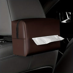 Car Armrest Box Tissue Holder Sun Visor Back Seat PU Leather Mask Holder