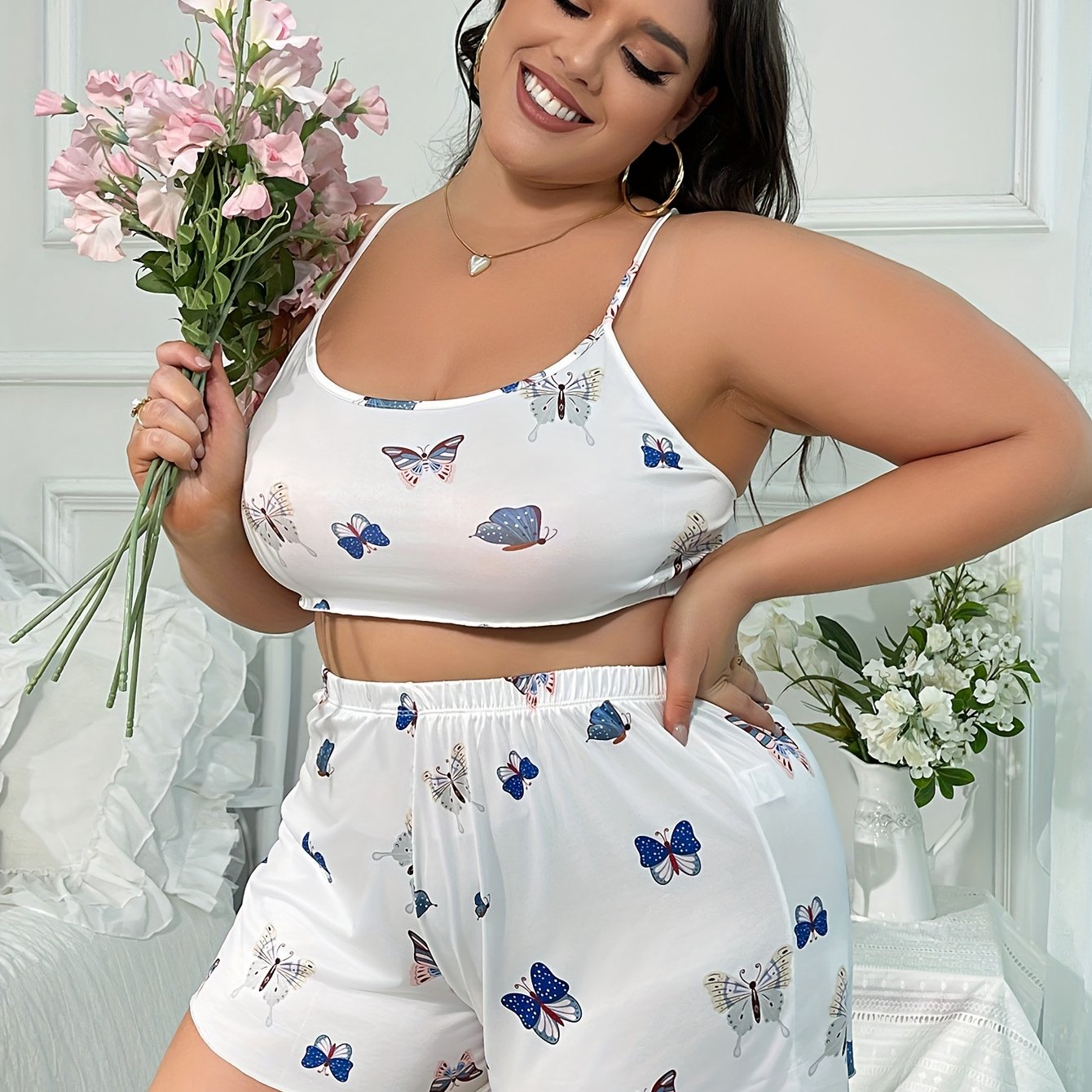 Butterfly Print Cami Top & Shorts Set