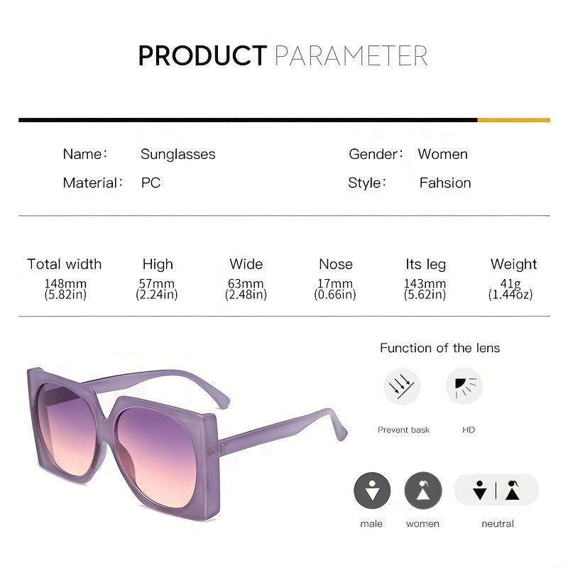 Large Frame Sunglasses Square Round Jelly PC Sun Glasses For Party
