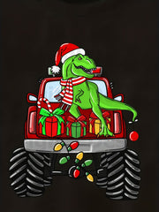 Christmas Dinosaur Pattern Sweatshirt for Kids