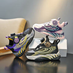 Boy's Rotating Buckle Basketball Shoes Non Slip Sneakers