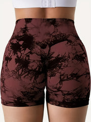Tie Dye Quick Dry High Waist Yoga Shorts