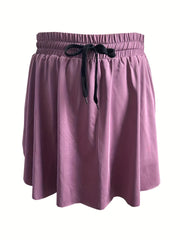 Solid Drawstring Waist Skorts Casual Skorts For Summer