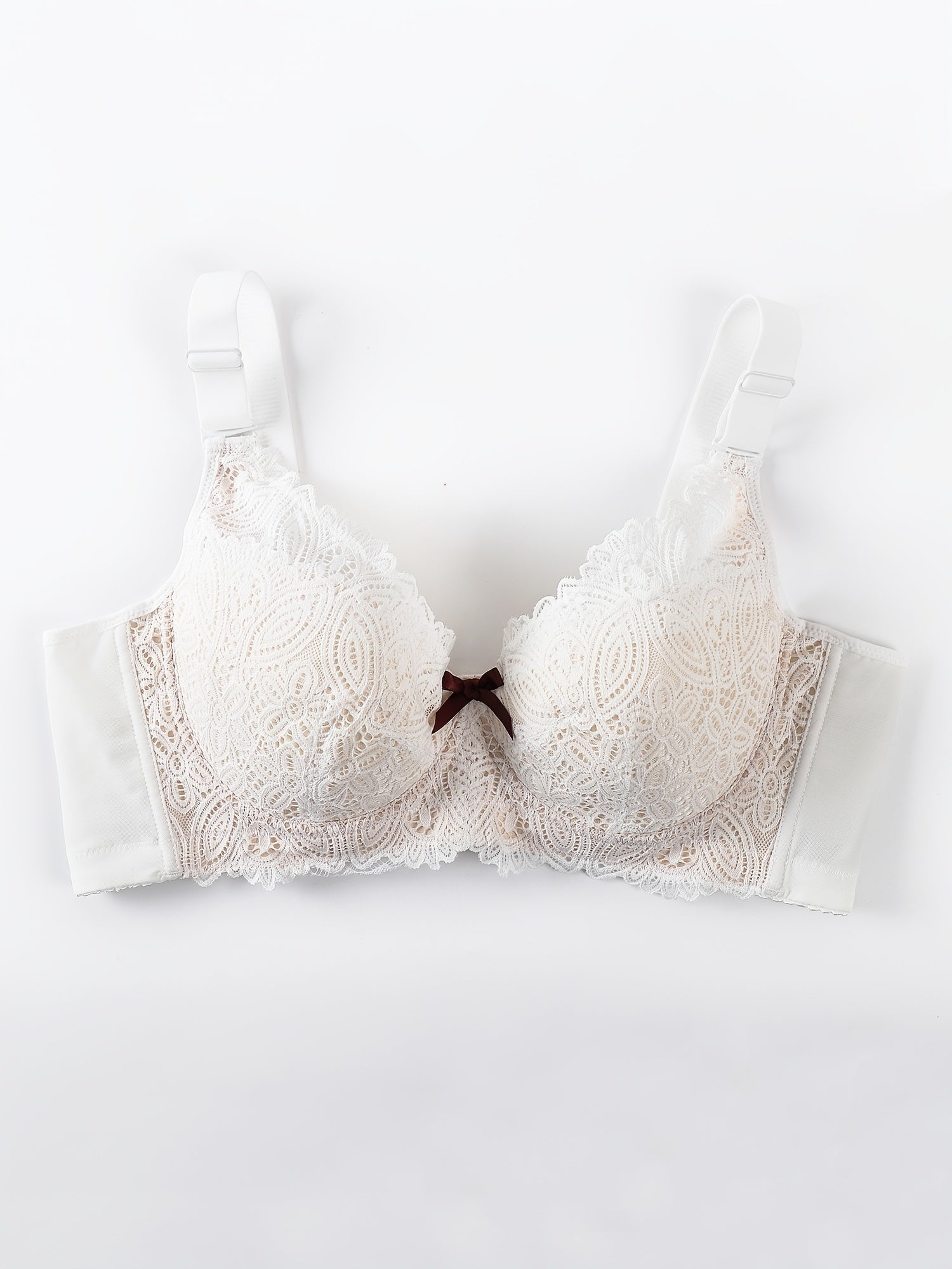 Floral Jacquard Lace Push Up Bra Plus Size
