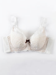 Floral Jacquard Lace Push Up Bra Plus Size