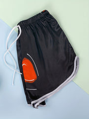 Eyelash Print Satin Lace Up Shorts Women's Sleepwear